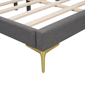 English Elm Full Full Size Upholstered Daybed with Headboard and Armrest, Linen-Blend Fabric, Solid Pine Frame, Guardrails for Guests and Lounging Grey WF318303AAE