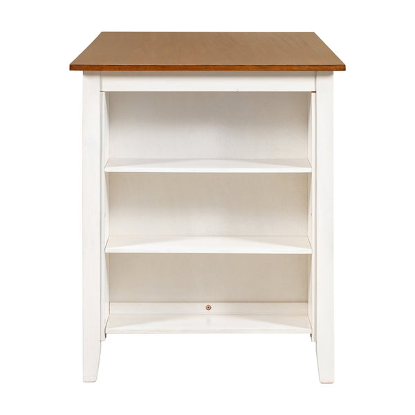 English Elm TOPMAX Counter Height 5-Piece Rustic Farmhouse Dining Set with Built-In Storage and Cushioned Seats White SP011135AAK