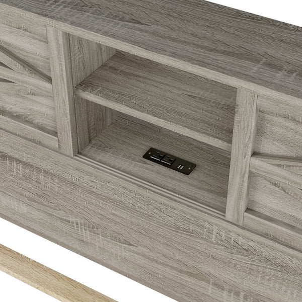 English Elm 3-Pieces Bedroom Set Full Size Farmhouse Platform Bed with Storage Headboard, Nightstand & Dresser Antique Gray 46.25 L x 9.25 W x 9 H N733S369037G