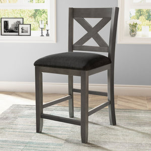 English Elm Topmax Rustic Farmhouse Counter Dining Set Rubberwood Table Shelf and 4 Cushioned Chairs N717S001135E