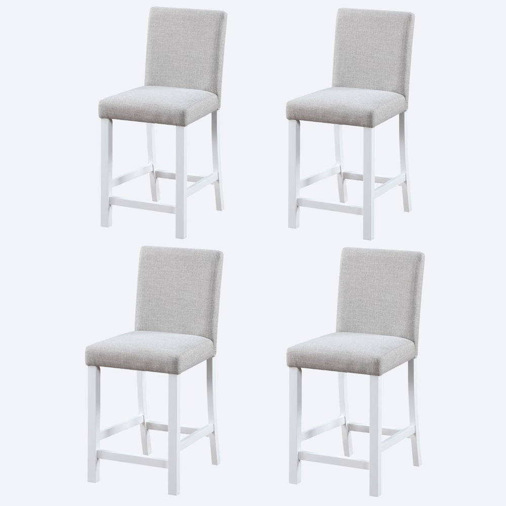 English Elm Counter Height Linen Dining Chairs Set of 4 Padded Rubberwood Barstools for Kitchen W1998128392