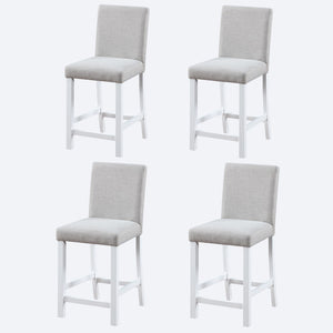 English Elm Counter Height Linen Dining Chairs Set of 4 Padded Rubberwood Barstools for Kitchen W1998128392