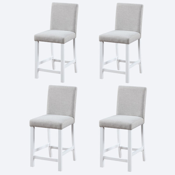 English Elm Counter Height Linen Dining Chairs Set of 4 Padded Rubberwood Barstools for Kitchen W1998128392