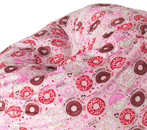 English Elm Puff-Puff Cozy 3ft Rounded Bean Bag Pink Donut Print — Removable Washable Cover, Foam-Filled Comfort B181P163062
