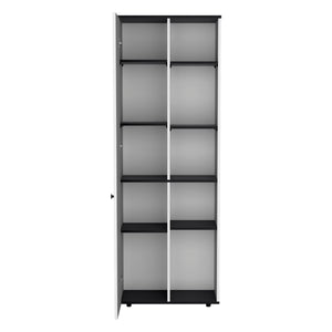 English Elm DEPOT Cary 67" H Kitchen Storage Cabinet White/Black - Slim 10-Shelf Pine Pantry, Modern 66.9"H x 23.6"W x 11.8"D B097P167413