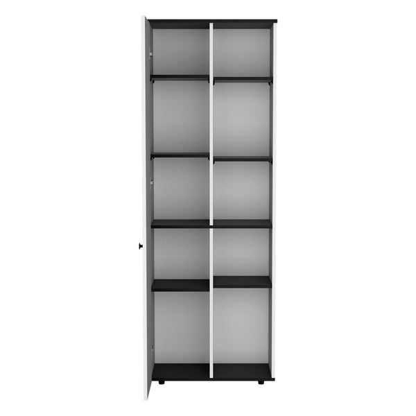 English Elm DEPOT Cary 67" H Kitchen Storage Cabinet White/Black - Slim 10-Shelf Pine Pantry, Modern 66.9"H x 23.6"W x 11.8"D B097P167413