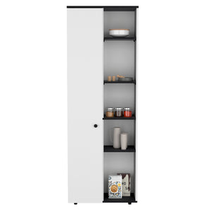English Elm DEPOT Cary 67" H Kitchen Storage Cabinet White/Black - Slim 10-Shelf Pine Pantry, Modern 66.9"H x 23.6"W x 11.8"D B097P167413