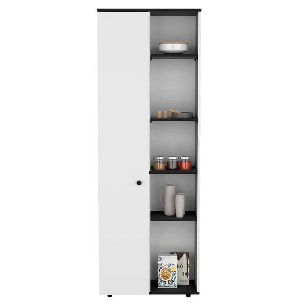 English Elm DEPOT Cary 67" H Kitchen Storage Cabinet White/Black - Slim 10-Shelf Pine Pantry, Modern 66.9"H x 23.6"W x 11.8"D B097P167413