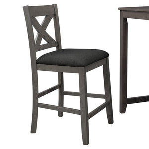 English Elm Topmax Rustic Farmhouse Counter Dining Set Rubberwood Table Shelf and 4 Cushioned Chairs N717S001135E