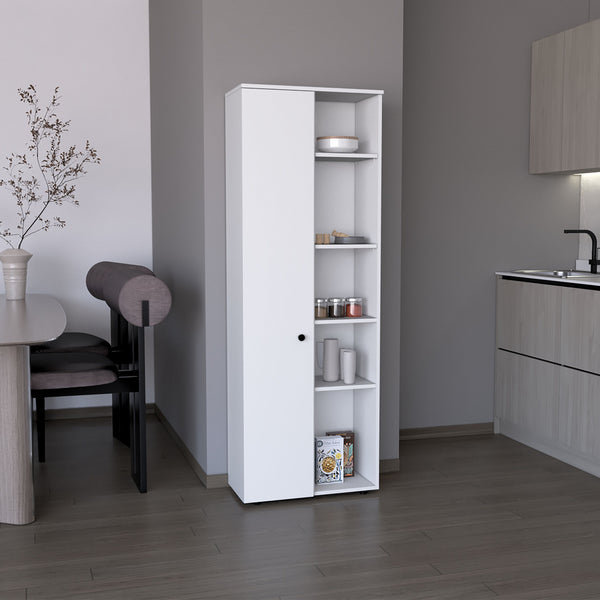 English Elm DEPOT Cary 67" H Kitchen Storage Cabinet White – Slim 10-Shelf Pantry, Laminated Pine, Modern Design B097P167412