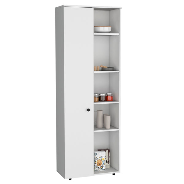 English Elm DEPOT Cary 67" H Kitchen Storage Cabinet White – Slim 10-Shelf Pantry, Laminated Pine, Modern Design B097P167412