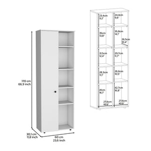 English Elm DEPOT Cary 67" H Kitchen Storage Cabinet White – Slim 10-Shelf Pantry, Laminated Pine, Modern Design B097P167412