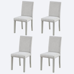 English Elm Dining Vintage Dining Chair Set of 4 with Linen Upholstery, Ergonomic High Back, Solid Wood Legs, Cushioned Comfort Gray W1998128401