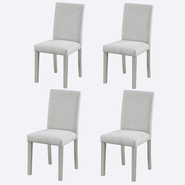 English Elm Dining Vintage Dining Chair Set of 4 with Linen Upholstery, Ergonomic High Back, Solid Wood Legs, Cushioned Comfort Gray W1998128401