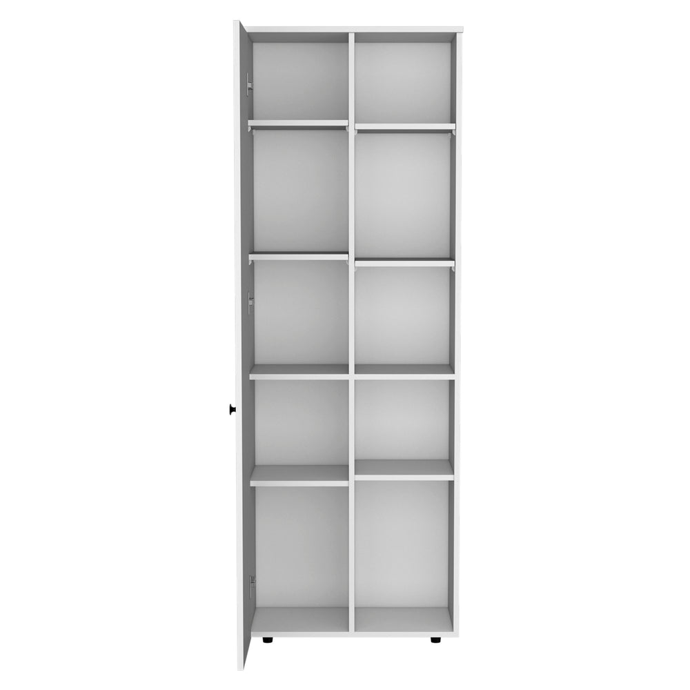 English Elm DEPOT Cary 67" H Kitchen Storage Cabinet White – Slim 10-Shelf Pantry, Laminated Pine, Modern Design B097P167412