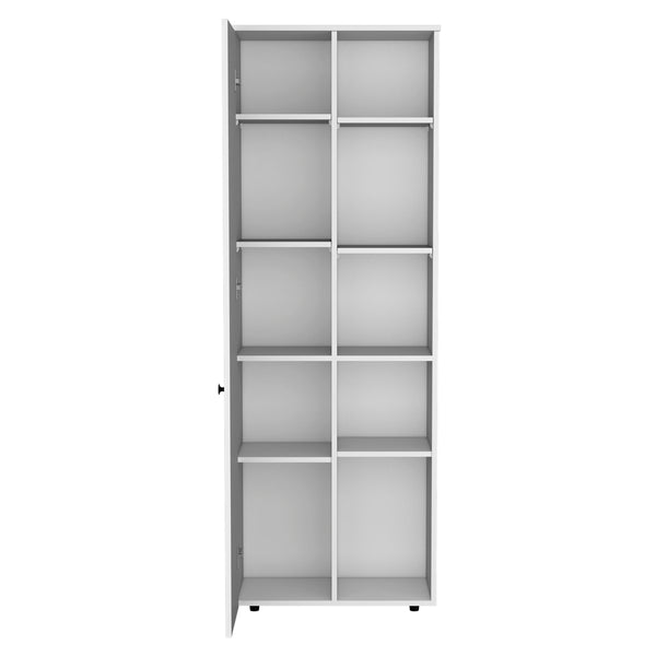 English Elm DEPOT Cary 67" H Kitchen Storage Cabinet White – Slim 10-Shelf Pantry, Laminated Pine, Modern Design B097P167412