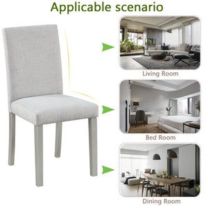 English Elm Dining Vintage Dining Chair Set of 4 with Linen Upholstery, Ergonomic High Back, Solid Wood Legs, Cushioned Comfort Gray W1998128401