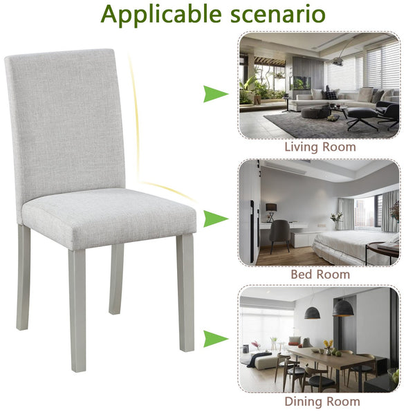 English Elm Dining Vintage Dining Chair Set of 4 with Linen Upholstery, Ergonomic High Back, Solid Wood Legs, Cushioned Comfort Gray W1998128401