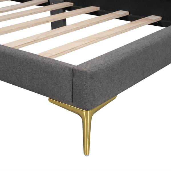 English Elm Twin Upholstered Daybed with Headboard and Armrest, Linen-Blend Finish, Guardrails, Solid Pine Frame Grey WF318293AAE