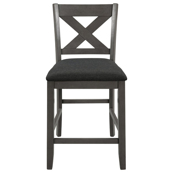 English Elm TOPMAX Counter Height 5-Piece Rustic Farmhouse Dining Set with Built-In Storage and Cushioned Seats Gray SP011135AAE