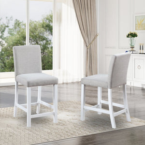 English Elm Counter Height Linen Dining Chairs Set of 4 Padded Rubberwood Barstools for Kitchen W1998128392
