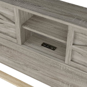 English Elm 3-Pieces Bedroom Set Full Size Farmhouse Platform Bed with Storage Headboard, Nightstand & Dresser Antique Gray 59.25 L x 18.31 W x 8.27 H N733S369048G