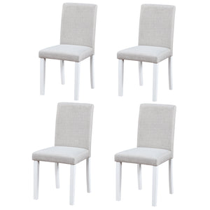 English Elm Dining Vintage Dining Chair Set of 4 with Linen Upholstery, Ergonomic High Back, Solid Wood Legs, Cushioned Comfort White+gray W1998128400