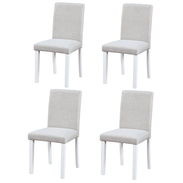 English Elm Dining Vintage Dining Chair Set of 4 with Linen Upholstery, Ergonomic High Back, Solid Wood Legs, Cushioned Comfort White+gray W1998128400