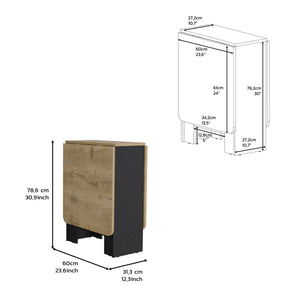 English Elm Folding Expandable Pine Table in Black/Macadamia — 3-Form Convertible, Space-Saving, Sturdy 22lb Capacity B097P167405