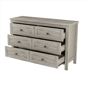 English Elm 3-Pieces Bedroom Set Full Size Farmhouse Platform Bed with Storage Headboard, Nightstand & Dresser Antique Gray 59.25 L x 18.31 W x 8.27 H N733S369048G
