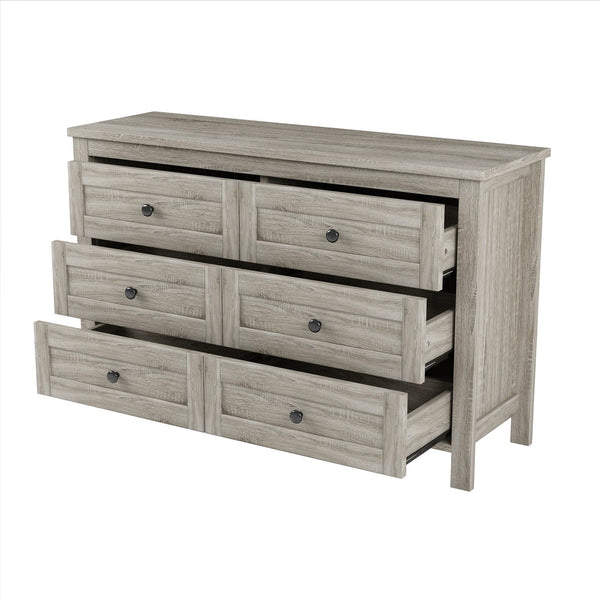 English Elm 3-Pieces Bedroom Set Full Size Farmhouse Platform Bed with Storage Headboard, Nightstand & Dresser Antique Gray 59.25 L x 18.31 W x 8.27 H N733S369048G