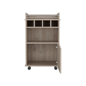 English Elm DEPOT Sims 35" Bar Cart Light Pine 35"H Compact Mobile Wine Rack Cabinet with 4 Cubbies & Shelves B097P167415