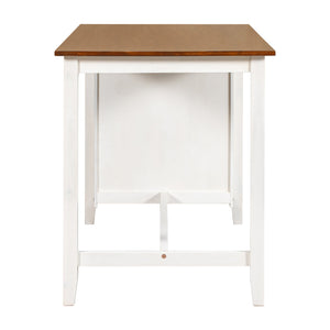 English Elm TOPMAX Counter Height 5-Piece Rustic Farmhouse Dining Set with Built-In Storage and Cushioned Seats White SP011135AAK