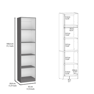 English Elm Vinton compact bookcase with five shelves for small spaces, durable pine-style wood, easy assembly Multicolor 44.88 L x 15.35 W x 5.12 H B097P167421