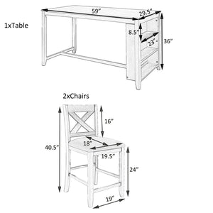 English Elm TOPMAX Counter Height 5-Piece Rustic Farmhouse Dining Set with Built-In Storage and Cushioned Seats White SP011135AAK