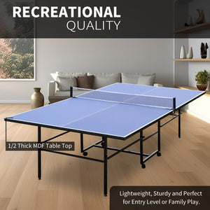 English Elm 9ft Regulation Foldable Ping Pong Table with Mdf Surface Net Paddles Balls Included W1408P156539
