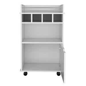 English Elm 35" Compact Bar Cart White with Cabinet, 2 Shelves, 4 Wine Cubbies, 6 Shelves & Smooth Rolling Wheels B097P167414