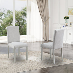 English Elm Dining Vintage Dining Chair Set of 4 with Linen Upholstery, Ergonomic High Back, Solid Wood Legs, Cushioned Comfort Gray W1998128401