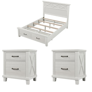 Hearth and Haven 3-Piece Bedroom Set with Queen Size Bed and 2 Nightstand, White BS300545AAK