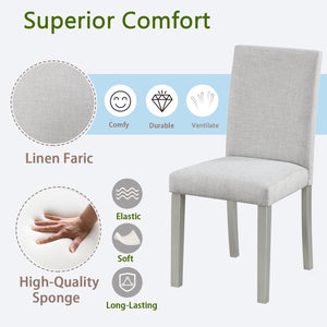 English Elm Dining Vintage Dining Chair Set of 4 with Linen Upholstery, Ergonomic High Back, Solid Wood Legs, Cushioned Comfort Gray W1998128401