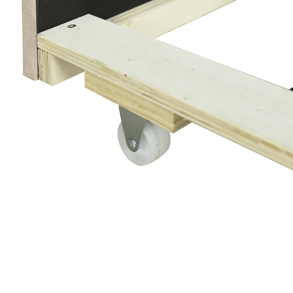 English Elm Queen Upholstered Platform Bed with Hidden Headboard Storage, USB Ports, Trundle & Dual Drawers Beige SF000121AAA