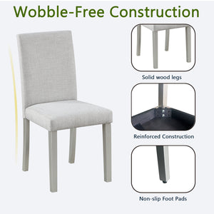 English Elm Dining Vintage Dining Chair Set of 4 with Linen Upholstery, Ergonomic High Back, Solid Wood Legs, Cushioned Comfort Gray W1998128401