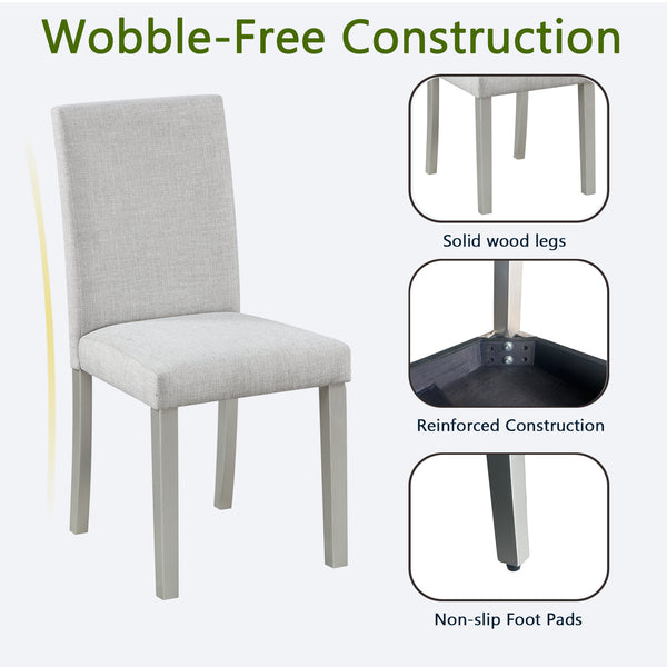 English Elm Dining Vintage Dining Chair Set of 4 with Linen Upholstery, Ergonomic High Back, Solid Wood Legs, Cushioned Comfort Gray W1998128401