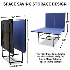 English Elm 9ft Regulation Foldable Ping Pong Table with Mdf Surface Net Paddles Balls Included W1408P156539