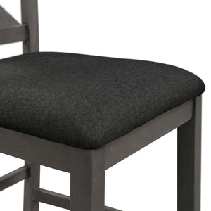 English Elm TOPMAX Counter Height 5-Piece Rustic Farmhouse Dining Set with Built-In Storage and Cushioned Seats Gray SP011135AAE