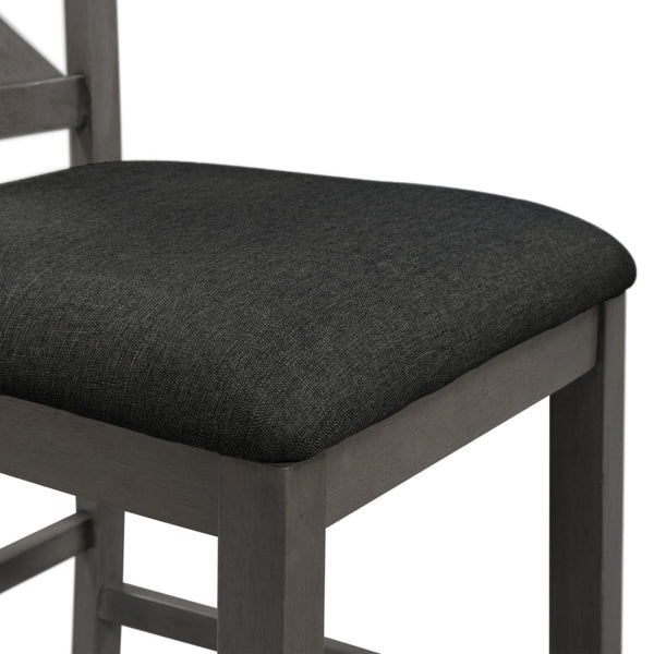 English Elm TOPMAX Counter Height 5-Piece Rustic Farmhouse Dining Set with Built-In Storage and Cushioned Seats Gray SP011135AAE