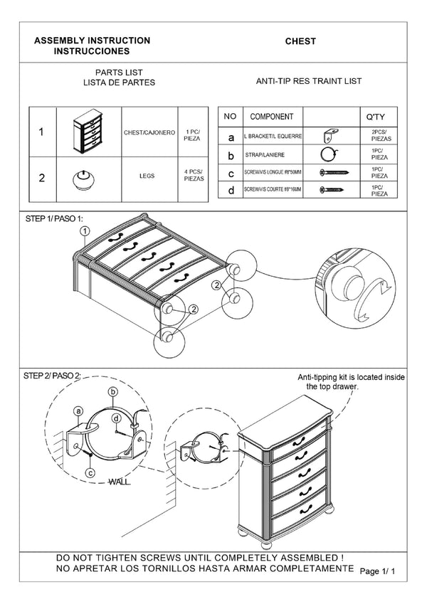 English Elm 1pc Traditional Vintage Antique Chest with 5 Drawers, Drop Handles & Bun Feet in Black Gray Finish B011P167896