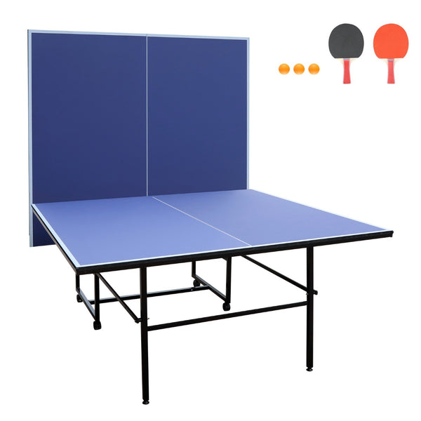 English Elm 9ft Regulation Foldable Ping Pong Table with Mdf Surface Net Paddles Balls Included W1408P156539