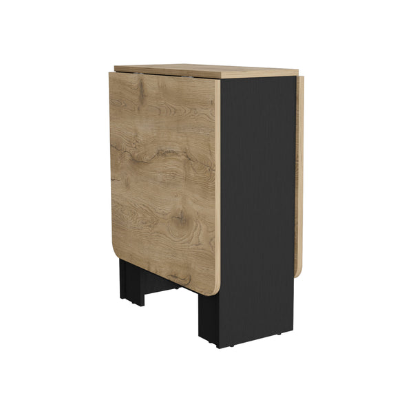 English Elm Folding Expandable Pine Table in Black/Macadamia — 3-Form Convertible, Space-Saving, Sturdy 22lb Capacity B097P167405