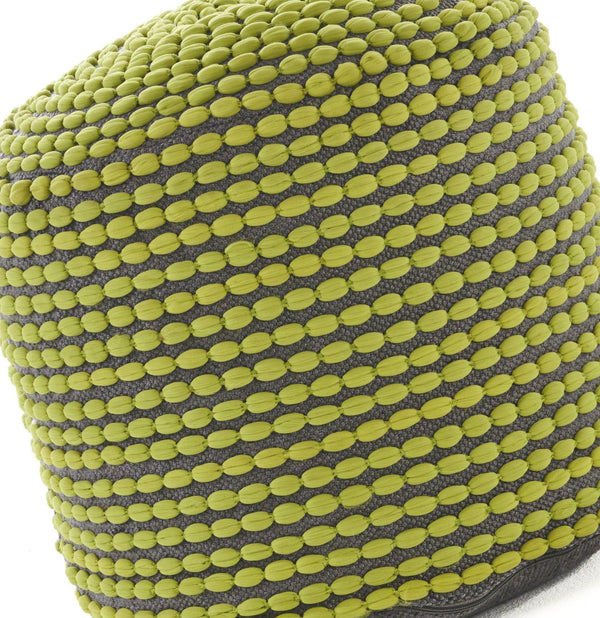 English Elm River Waterproof Handcrafted Cylindrical Pouf — Geometric Two-Tone Design, Indoor Durable Seating Green B181P162848